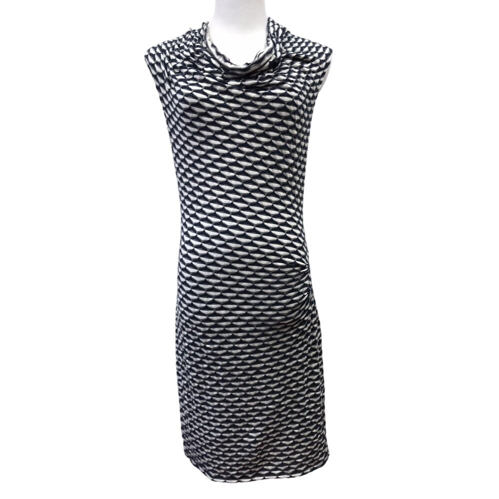 Max Studio Dress Womens Large Cowl Neck Blue White Gray Lined